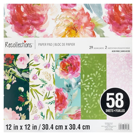 Florals Paper Pad by Recollections&#x2122;, 12&#x22; x 12&#x22;